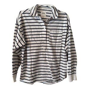 Aerie Oversized Navy Striped Shirt sz xs